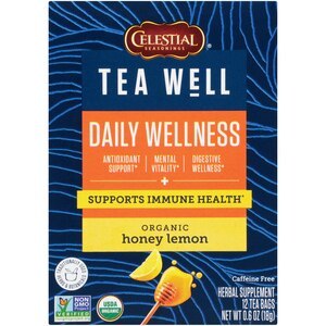 TeaWell Daily Wellness Organic Honey Lemon Tea Bags